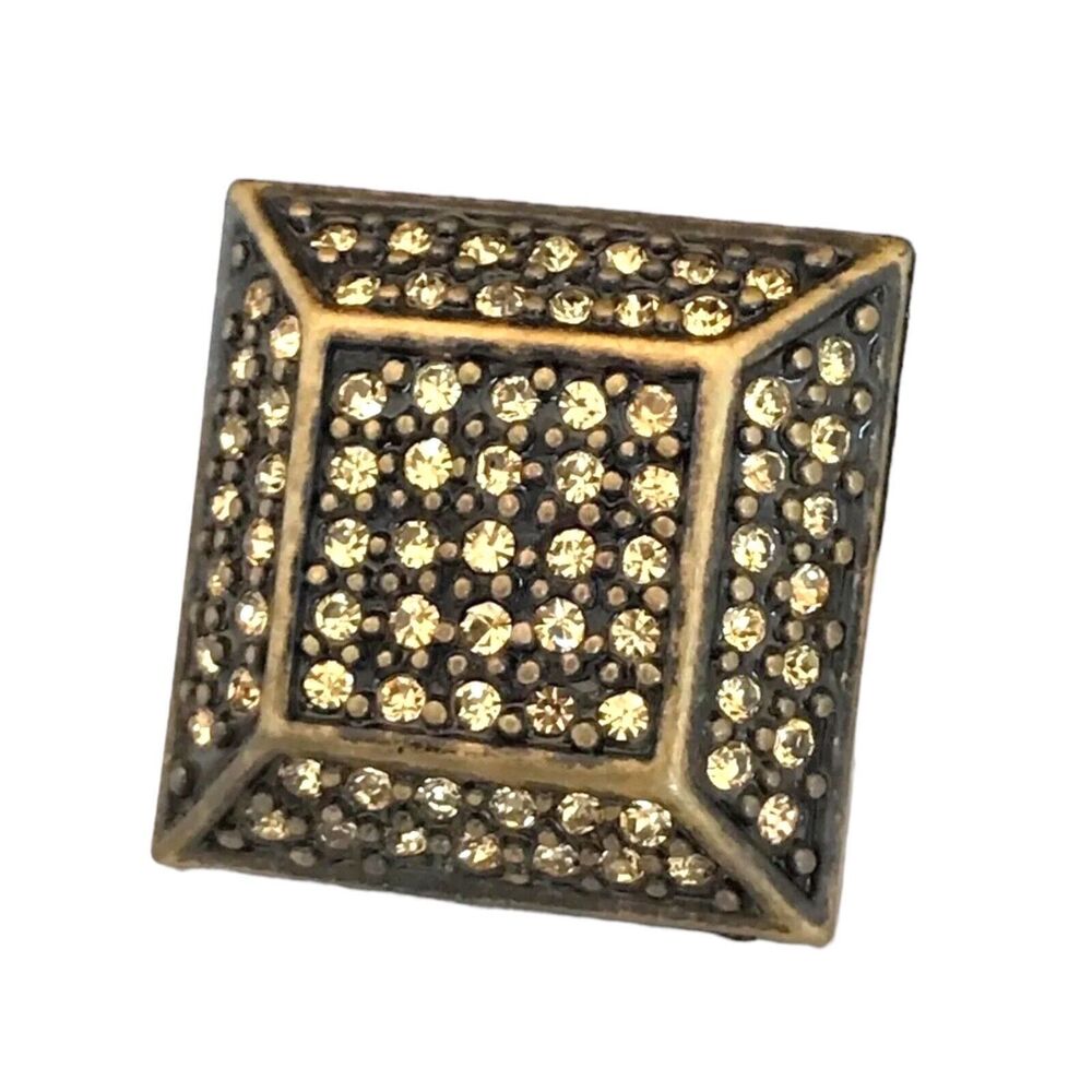 New Boutique Ring Size 6.5 Antique Brass Tone Crystals Premier Chic - 2B